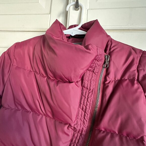 Vince Puffer Coat Jacket Girls 4 Asymmetrical Red Rosewood Down Winter Jacket - Picture 2 of 9
